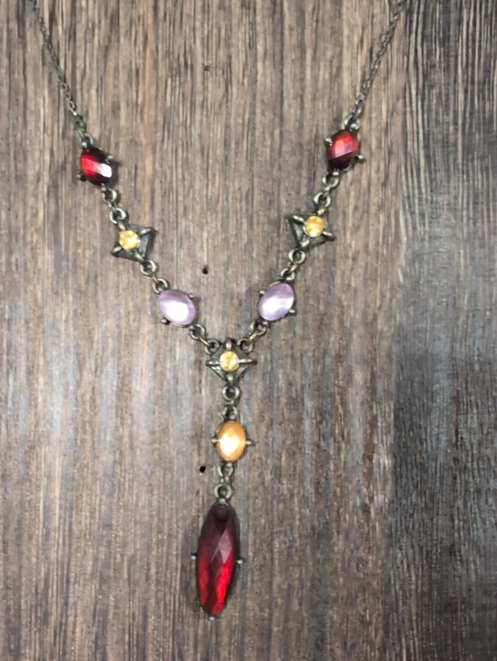 Vintage Avon NR Nora Rose Victorian Revival Necklace - Multi-Gem Tassel